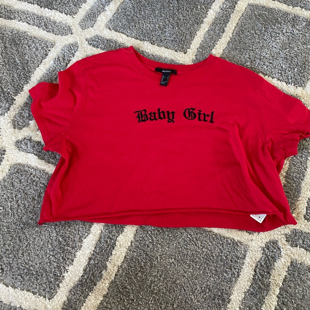 Red crop top.